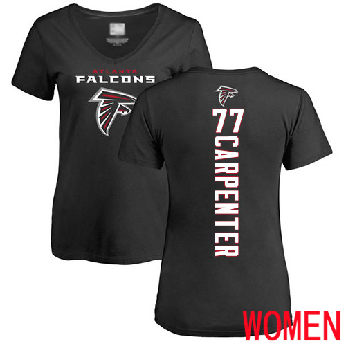 Atlanta Falcons Black Women James Carpenter Backer NFL Football #77 T Shirt